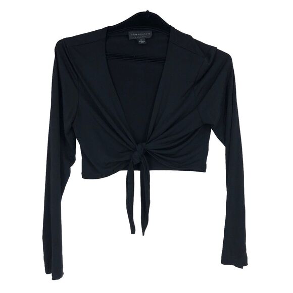 Black Bolero Style Top, Tie Front, Cropped, Sexy Shoulder Cover by Connected  M - Picture 1 of 4